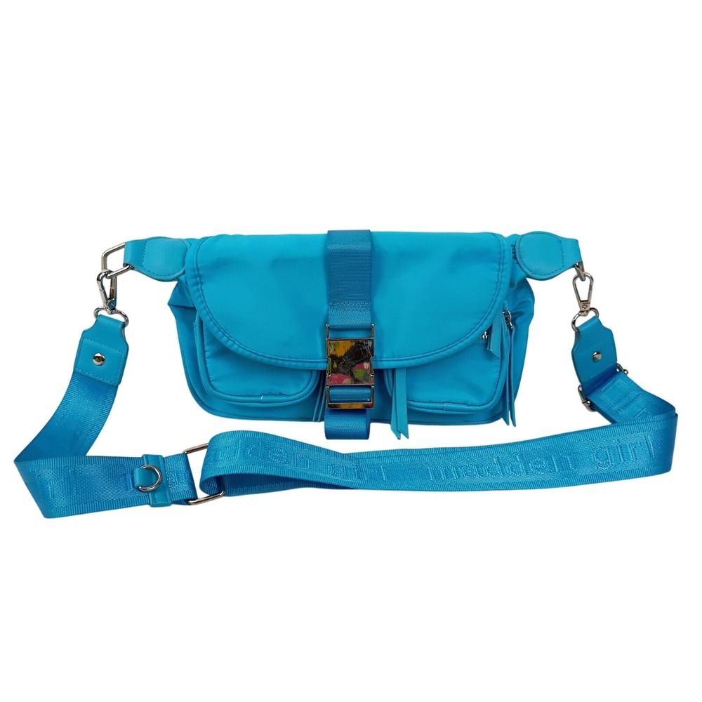 Madden Girl Blue Satchel Small Crossbody Bag 3 Zipper Pockets 6 x 10